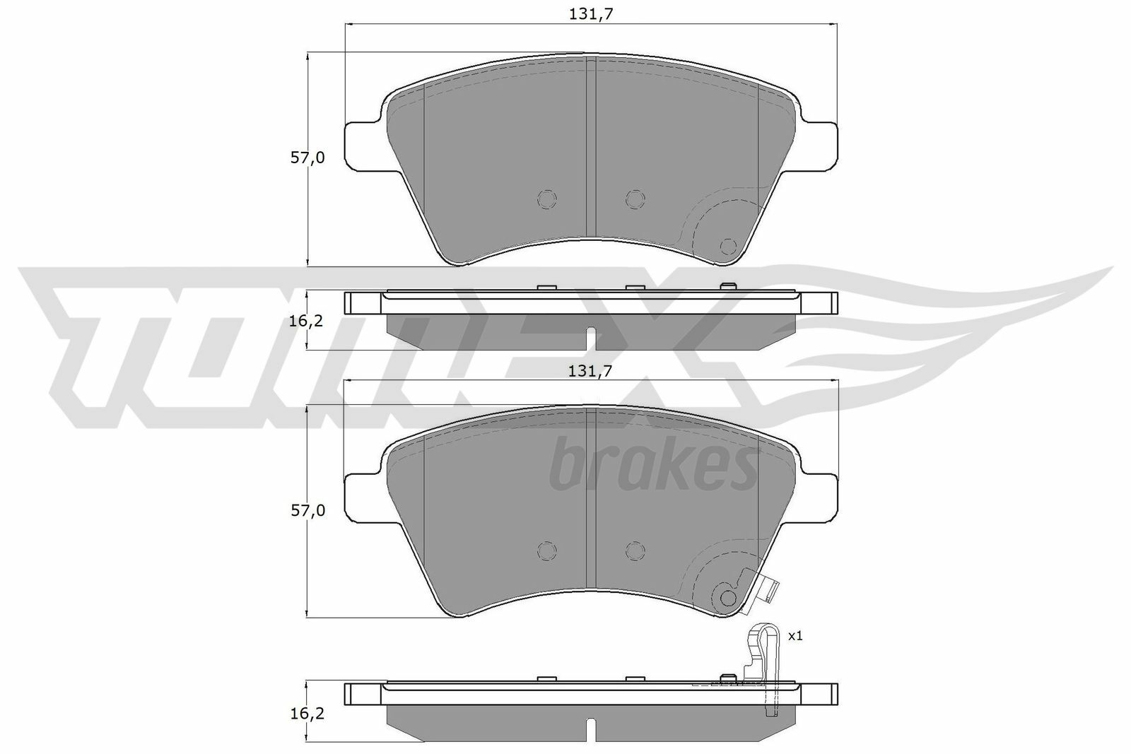 Sada brzdových destiček, kotoučová brzda TOMEX Brakes